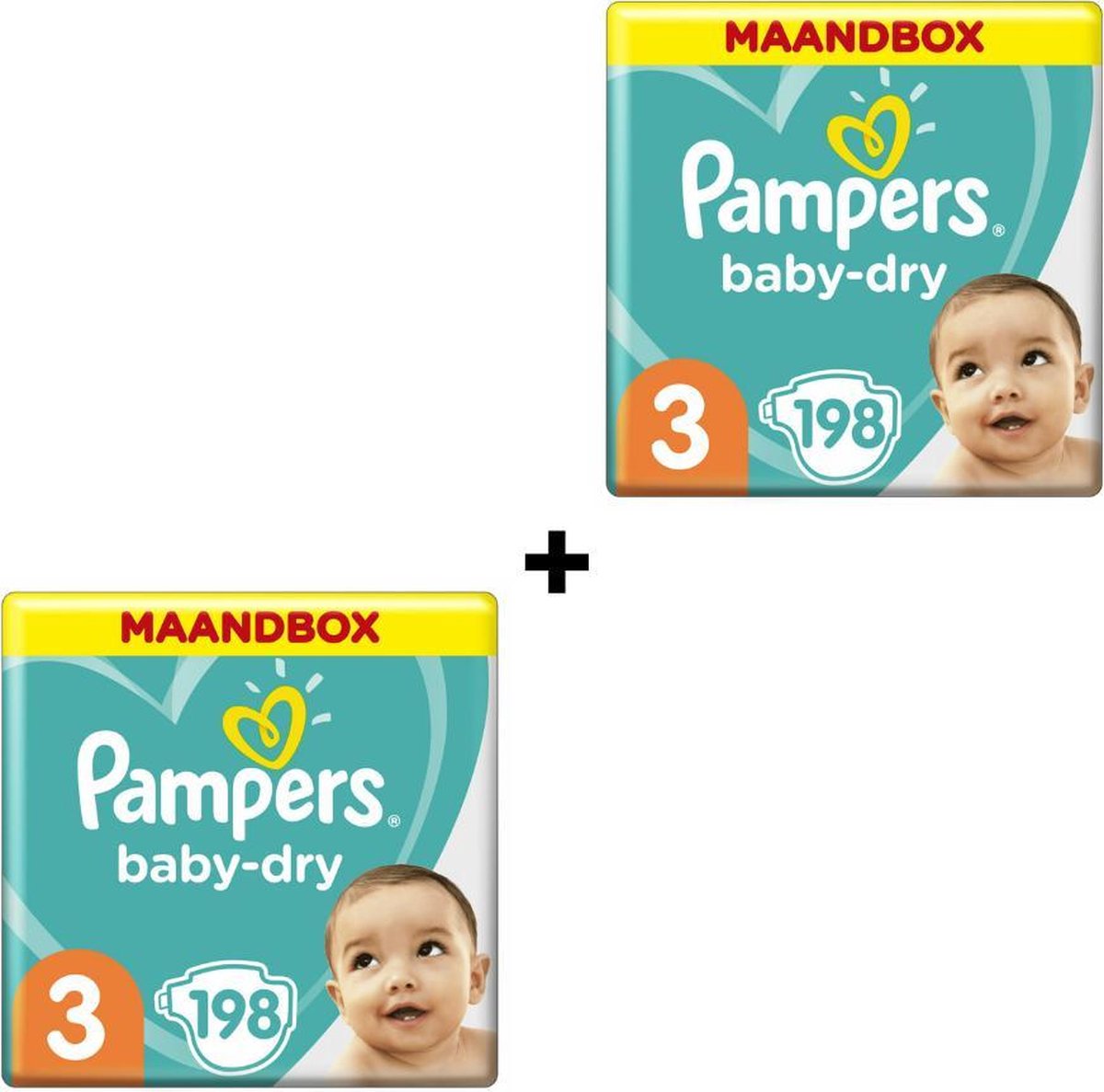 Goedkoopste Pampers Baby-Dry Luiers - Maat 3 - 396 Stuks - Maandbox