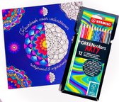 Kleurboek voor volwassen ''Bloemen'' + 12 STABILO kleurpotloden | Tekenset volwassenen | Kleurboek mandala | Bloem |Kleurplaten voor volwassen | Tekenen | Stiften | Kleuren | Kleur