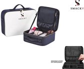 SMACKV® Deluxe Cosmetische Tas - Accessoires Organizer - Beautycase- Make up tas - Toilettas - Reistas - Travelbag - Pouch Organizer - Opbergtas - Makeup bag - Makeup organizer - leer - Zwart