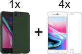 iphone 8 hoesje groen - iPhone 8 hoesje siliconen case hoesjes cover hoes - 4x iPhone 8 Screenprotector screen protector