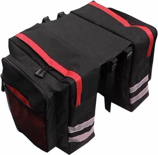 Vtt porte-vélos sac porte-bagages double sac de vélo bagages-30 litres capacité-sac de transport-siège arrière-couleur noir / rouge
