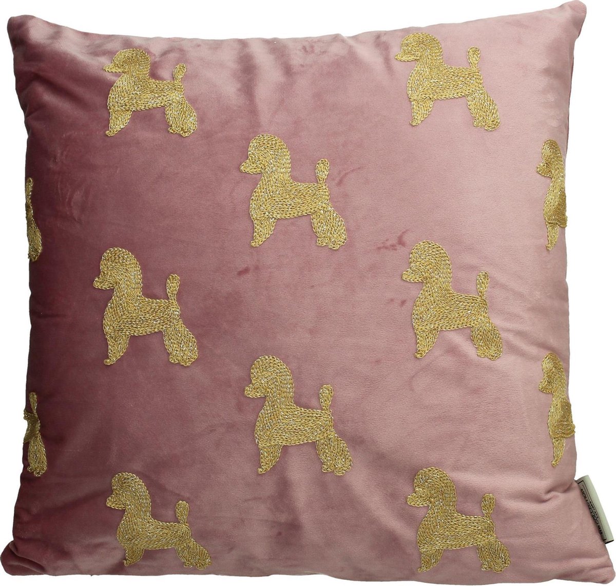 Sierkussen Poodle Small Pink Gold Velvet 45x45cm | Kussen poedel - LOFT030