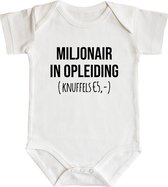 Romper - Miljonair in opleiding (knuffels € 5,-) - maat: 74/80 - korte mouw - baby - rompertjes baby - rompertjes baby met tekst - rompers - rompertje - rompertjes - stuks 1 - wit