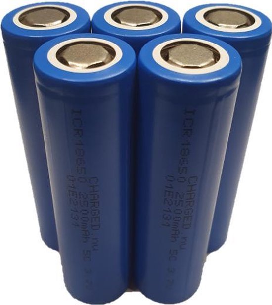 hoop Voorstad ritme 5 Stuks CHARGED - 18650 Batterij | Li-ion | 3,7 V | 2500 mAh | bol.com