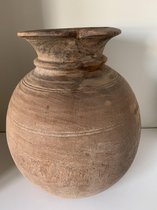 Houten Pot- Nepalese pot - Oude houten pot - Geleefde verweerde houten pot kruik vaas. ( 8)