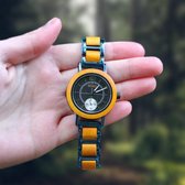 Woodzstyle® | collectie Salix | Houten horloge Noa Colour| houten herenhorloge | houten dameshorloge |hoogwaardig Quartz uurwerk |  ⌀ 44 mm | geleverd in houten giftbox | cadeau voor heren