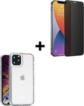 iPhone 12 Pro Hoesje - iPhone 12 Pro Privacy Screenprotector - iPhone 12 Pro Hoesje Transparant Backcover Hard Case + Privacy Screenprotector
