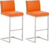 Clp Paros Set van 2 barkrukken - Kunstleer - Oranje