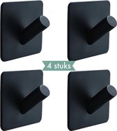 4x Handdoekhaakjes (Zelfklevend) van RVS Zwart – Zelfklevende Haakjes – Wandhaak – Handdoekhouder – Ophanghaken voor Keuken of Badkamer