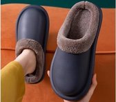 Leatherlook Sloffen - Maat 40/41 - Donkergrijs