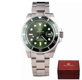 Reginald Horloges - Silver Green - Horloge mannen - Luxe Design - Heren horloge - 40 mm - Roestvrij Staal - Waterdicht  - Schokbestendig - Geschenkset