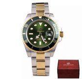 Reginald Horloges - Gold Green - Horloge mannen - Luxe Design - Heren horloge - 40 mm - Roestvrij Staal - Waterdicht  - Schokbestendig - Geschenkset