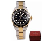 Reginald Horloges - Gold Black - Horloge mannen - Luxe Design - Heren horloge - 40 mm - Roestvrij Staal - Waterdicht  - Schokbestendig - Geschenkset