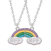 Kasey Vriendschapsketting - BFF ketting voor 2 - BFF Regenboog met wolkjes