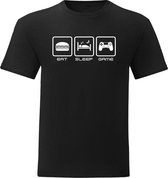 T-Shirt - Casual T-Shirt - Gamer Gear - Gamer Wear - Fun T-Shirt - Fun Tekst - Lifestyle T-Shirt - Gaming - Gamer  - Eat Sleep Game Repeat - Zwart - XXL