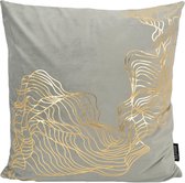 Velvet Isis Grey Kussenhoes | Fluweel - Polyester | 45 x 45 cm | Grijs - Goud