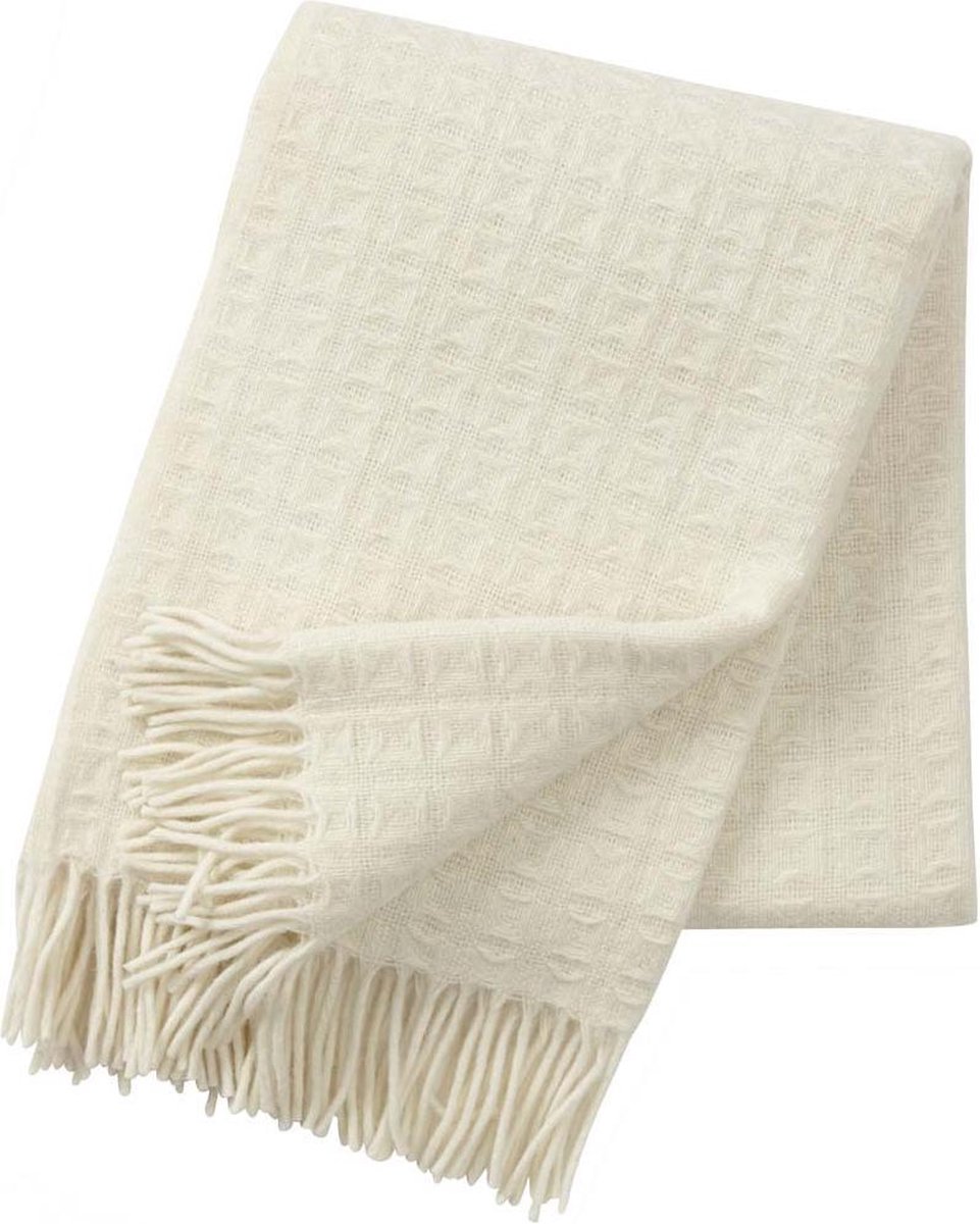 Klippan - Twist - Plaid - Deken - Wollen plaid - Natural White - Ecru - 130x200cm - Lamswol - Wasbaar