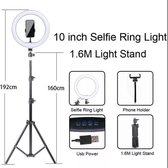 JER LED Ringlamp met Statief - incl. telefoonhouder - 187 cm hoog - studiolamp voor foto's, make-up, vloggen, tiktok, youtube ect.