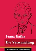 Boek "Die Verwandlung" van Franz Kafka met een rode illustratie van zijn gezicht.