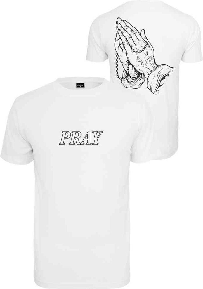 Mister Tee Pray Hands Heren Tshirt 4XL Wit