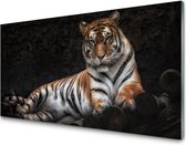 Glasschilderij tijger | 120 X 60 CM | 4 mm gehard glas | Incl. Blind ophangsysteem | Moderne glazen schilderij