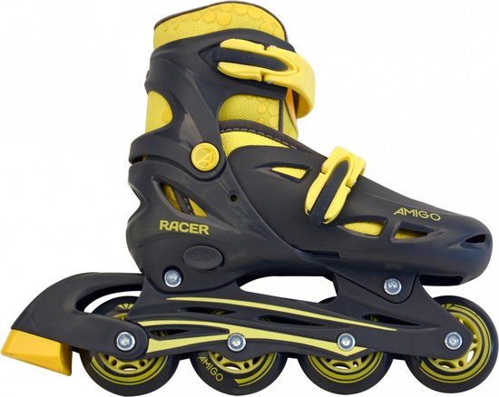 AMIGO Racer Inlineskates - Skeelers voor jongens en meisjes - Zwart/Geel - Maat 30-33