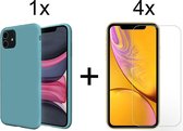 iPhone 12 pro max hoesje turquoise blauw - Apple iPhone 12 pro max hoesje siliconen case - hoesje iPhone 12 pro max - iPhone 12 pro max hoesjes cover hoes - 4x iPhone 12 pro max sc