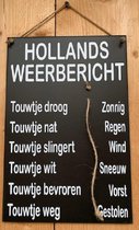 Zinken tekstbord Hollands weerbericht - antraciet - 20x30 cm. - weerstation - tuin