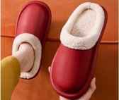 Leatherlook Sloffen - Maat 40/41 - Wijnrood