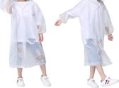 Kinder Regenjas met capuchon wit (6-9 jaar) - licht gewicht - opvouwbaar - pocket size - reizen - meisjes - jongens regenjas