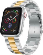 Geschikt voor Apple Watch bandje 42 / 44 / 45 mm - Series 1 2 3 4 5 6 7 SE - Smartwatch iWatch horloge band - 42mm 44mm 45mm - Fungus - RVS metaal - Zilver goud - Schakel