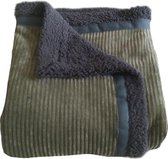 Handgemaakte deken of plaid rolstoel mosgroen chenille rib 130 x 80 cm