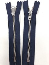 YKK rits, broek rits met zilver 15 cm lang, 2x zwart en 2x donkerblauw