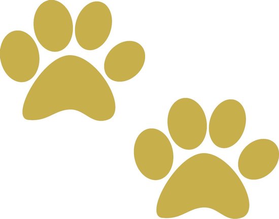 Hondenpootje / hondenpootjes - goud - autostickers - 2 stuks - 7 cm x 5,5 cm