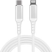Câble USB C vers Lightning | 2.0 | Certifié MFI | Veste en nylon | Blanc | 0,5 mètre | Allteq