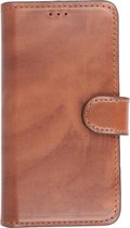 MP Case - Elegant Echt leer hoesje iPhone 12 Mini bookcase wallet cover - Midden Cognac