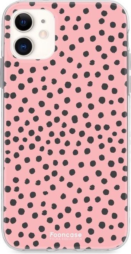 iPhone 12 Mini hoesje TPU Soft Case - Back Cover - POLKA / Stipjes / Stippen / Roze