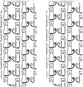 Black and White cartoon style kattensokken - Enkelsokken - Unisex - Maat 36-41