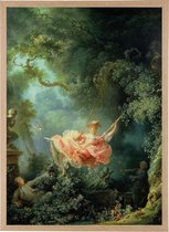 Poster In Houten Lijst - De Schommel - Jean-Honoré Fragonard - Large 70x50 - Kunst - Rococo