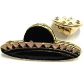 Sombrero Mexico Hoed Emaille Pin 2.9 cm / 1.6 cm / Zwart Goud Roze