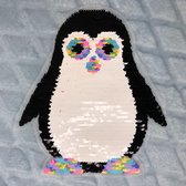Pinguïn Reversible Paillette Op Naai XXL Patch 24 x 22 cm