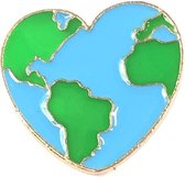 I Love Earth Emaille Pin Planeet Aarde 2.7 cm / 2.5 cm / Blauw Groen