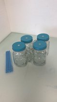Drinkglazen blauw met rietjes - 4 stuks - 18x10CM