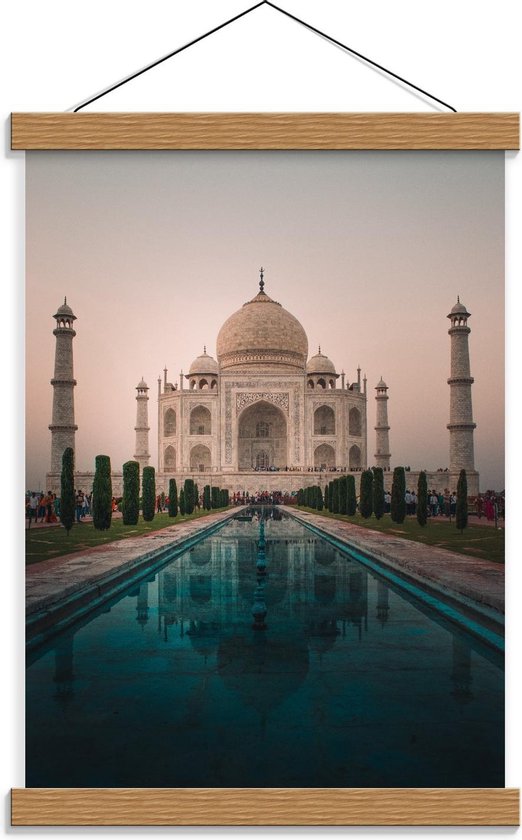 Schoolplaat – Moskee Taj Mahal  - 30x40cm Foto op Textielposter (Wanddecoratie op Schoolplaat)