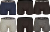Phil & Co 6-Pack Boxershorts Heren Basic Blauw/Zwart/Antraciet - S