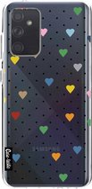 Casetastic Samsung Galaxy A72 (2021) 5G / Galaxy A72 (2021) 4G Hoesje - Softcover Hoesje met Design - Pin Point Hearts Transparent Print
