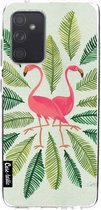 Casetastic Samsung Galaxy A52 (2021) 5G / Galaxy A52 (2021) 4G Hoesje - Softcover Hoesje met Design - Flamingos Green Print
