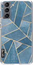 Casetastic Samsung Galaxy S21 4G/5G Hoesje - Softcover Hoesje met Design - Dusk Blue Stone Print