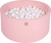Ballenbak KATOEN Roze - 90x40 incl. 300 ballen - Wit, Pastel Roze, Transparant