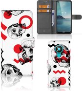 GSM Hoesje Nokia 3.4 Bookstyle Case Skull Red